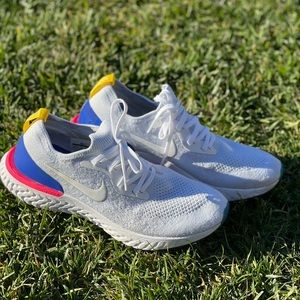 Nike Epic react Flyknit 2 white racer blue/pink blast size 10.5